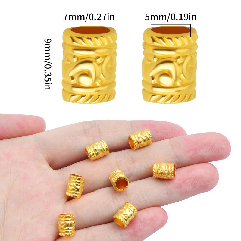 BronaGrand 100pcs Antique Silver Spacer Beads Large Hole Beads Charms Hollow Tube Bead for DIY Necklace Bracelets - Image 3